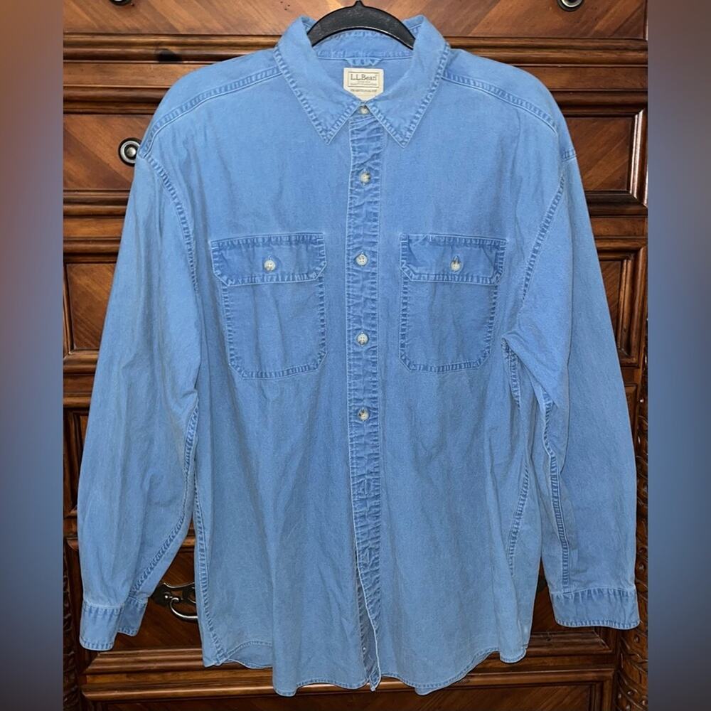 L.L.Bean Men's Long Sleeve Denim Work Shirt